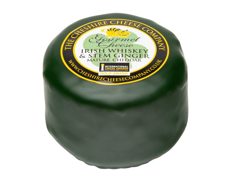 Irish Whiskey & Stem Ginger Cheddar Cheese - Waxed Truckle 200g