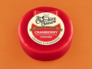 New! Cranberry - Cheshire and Cranberry Cheese - Waxed Truckle 200g