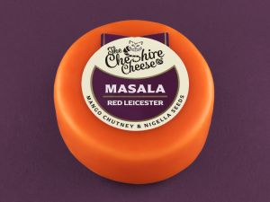 Masala - Spiced Mango Chutney & Nigella Seeds Red Leicester Cheese - Waxed Truckle 200g