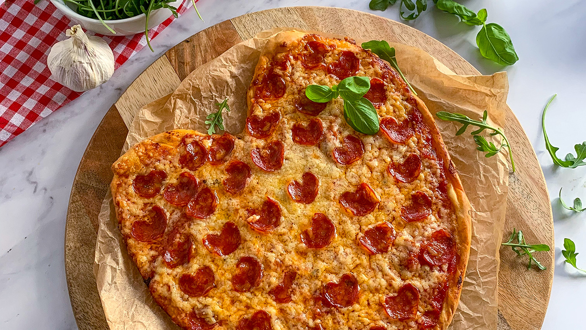 Valentine's Date Night Heart Shaped Pizza