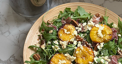 Grilled Peach, Prosciutto & Cheshire Cheese Summer Salad
