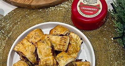 Festive Cranberry Sausage Rolls with Cranberry Cheshire Cheese