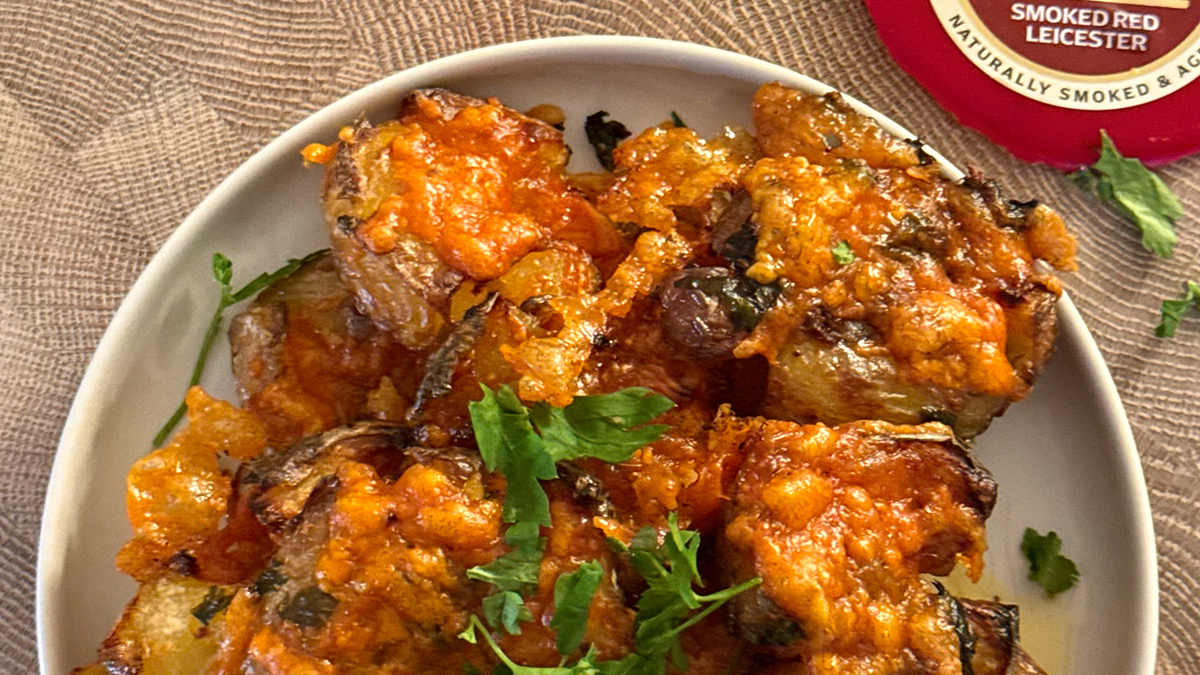 Smoked Red Leicester Smashed Potatoes