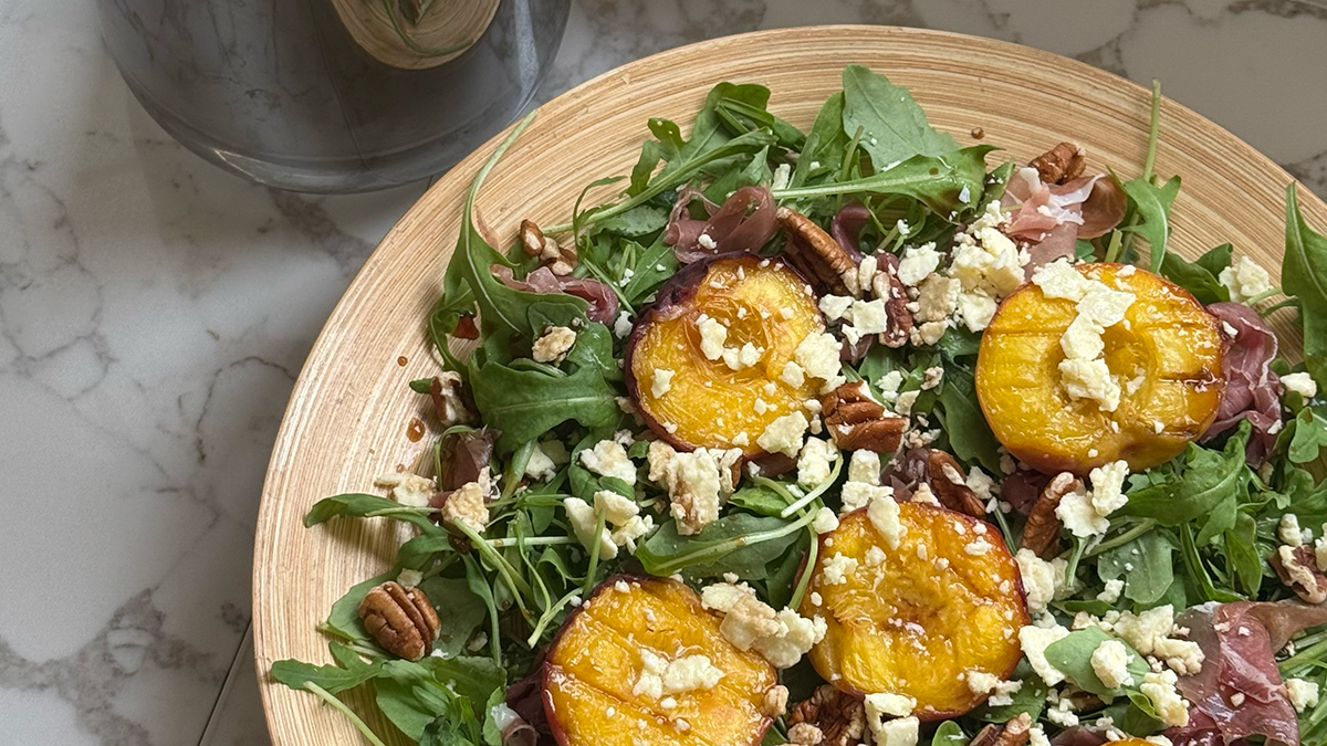 Grilled Peach, Prosciutto & Cheshire Cheese Summer Salad