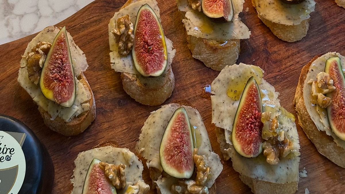 Sourdough Truffle, Fig and Walnut Crostini with Hunter Truffle and Black Pepper Cheddar